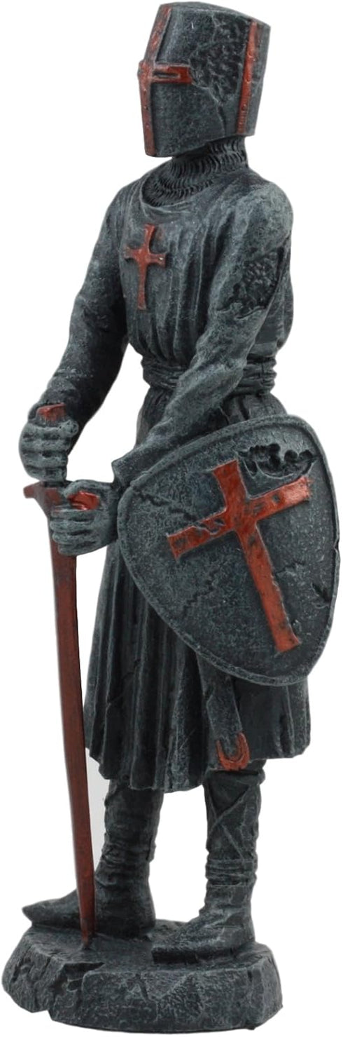 Ebros Holy Roman Empire Templar Crusader Knight Statue, 6" Tall, Suit of Armor Swordsman Decorative Sculpture