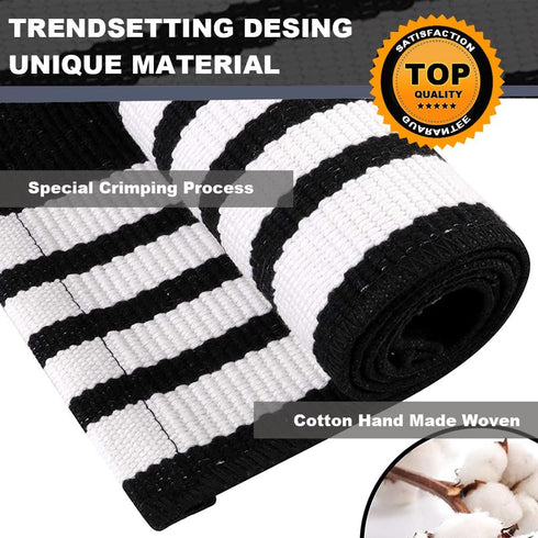 Black and White Striped Rug 27.5 x 43 Inches, Hand-Woven Indoor/Outdoor Area Rug, Farmhouse Front Door Floor Mat