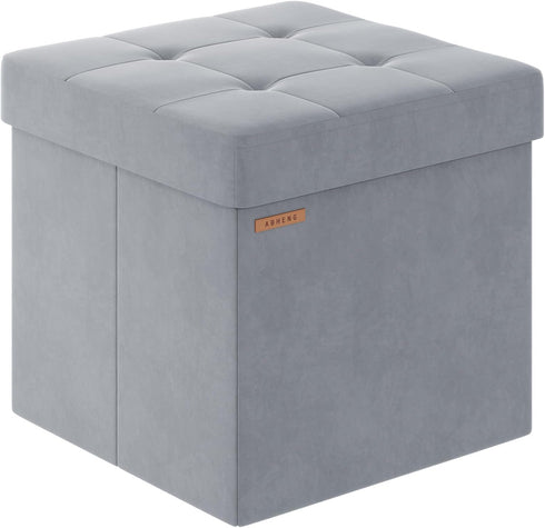 ABHENG Folding Storage Ottoman, Velvet Storage Bench, Footrest, Footstool, for Living Room,