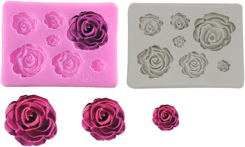2PCS Rose Flowers Silicone Molds - Cake Chocolate Mold Wedding Cake Decorating Tools