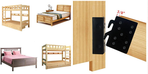 Bed Frame Post Double Hook Slot Hardware Bracket, Cold Rolled Steel Bed Rail Hooks 5''×4¼'', Heavy Duty with Screws