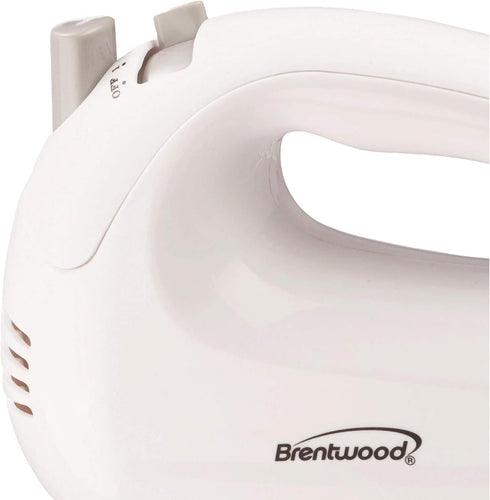 Brentwood Electric Hand Mixer - Lightweight 5-Speed, White