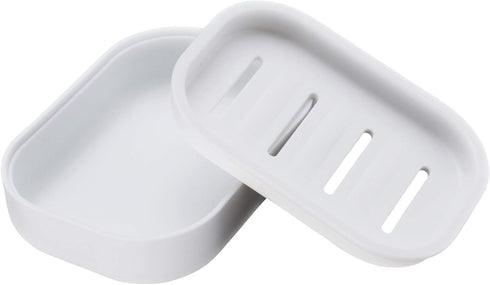 Plastic Soap Dish Container, Keeps Soap Dry, Easy Cleaning, White