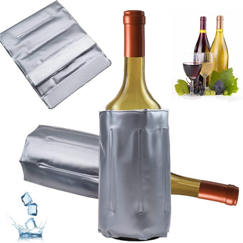 Ice Wine Sleeve, Wine Chiller Cooler for Red White Champagne, Gel Cooling Holder, Set of 2