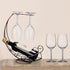 Homya Tabletop Metal Wine Bottle Rack, Elevated Vertical Countertop Organizer for 1 Bottle and 2 Glasses