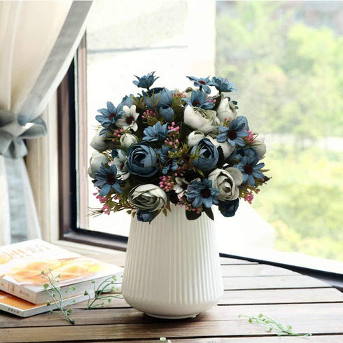 CATTREE Artificial Peony Bud Mixed Flowers, 4pcs Silk Fake Flowers Bouquet for Home Garden Office Decor