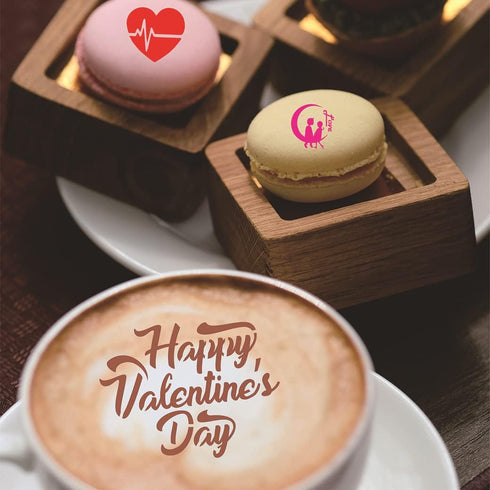 46 Coffee Stencils + 2 Steel Mesh Powder Shaker, Magnoloran Valentine's Day Stencils for Cookies, Baking Painting Mold