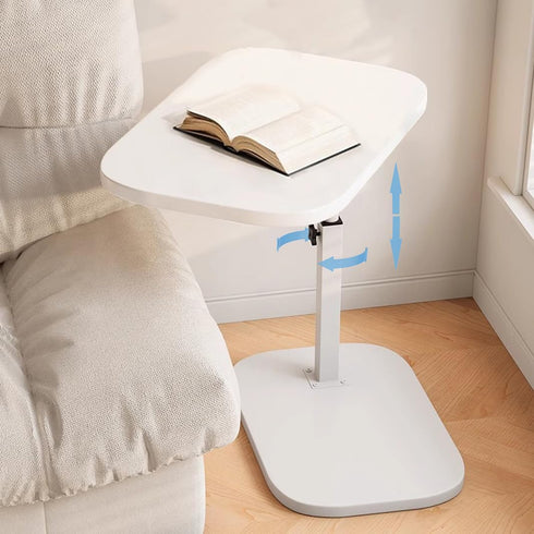 Pedestal Adjustable C Shaped End Tables for Small Spaces Side TableDesktop can