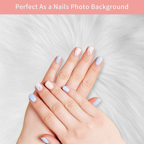 12 Small Faux Fur Sheepskin Cushion, Soft Plush Area Rug for White Photo Background, Jewelry, Nail Art, Decor (Square)