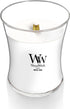 WoodWick Medium Hourglass Candle White Teak Premium Soy Blend Wax Pluswick Innovation Wood Wick Made in USA
