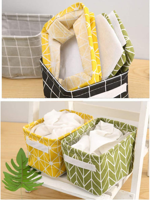 AARAINBOW 3 Packs Storage Basket Bins, Canvas Mini Storage Cubes for Makeup, Toys, Books (3 Black)