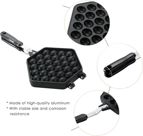 MAOPINER Bubble Waffle Maker Pan, Non-stick Double Side Egg Waffle Maker for Breakfast Lunch