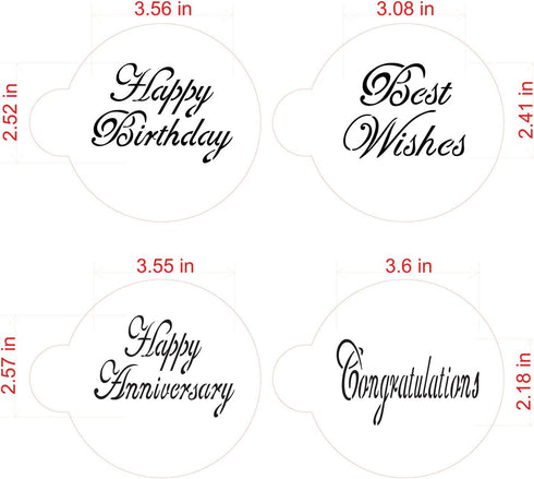 Designer Stencils Script Celebration Cake Stencils Set, Beige/Semi-Transparent