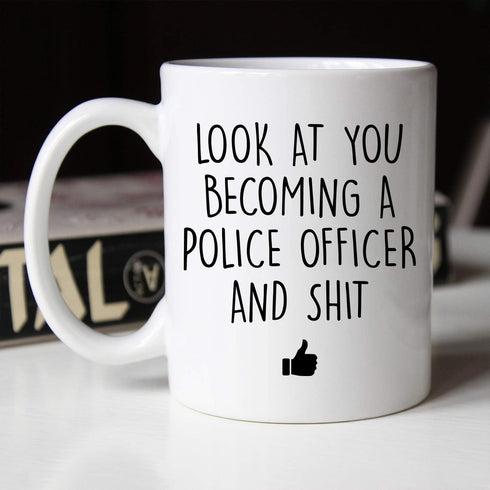 YouNique Designs Police Coffee Cup, 11 Ounce, Police Academy Graduation Gifts, Police Officer Gifts