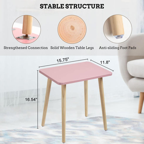 FORAOFUR Small Accent Table, Modern Mini Coffee Table with Natural Wood Legs, Quick Assembly End Furniture for Bedroom