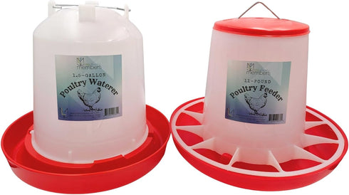 Chicken Waterer and Feeder Set | 1.5 Gallon Poultry Drinker and 11