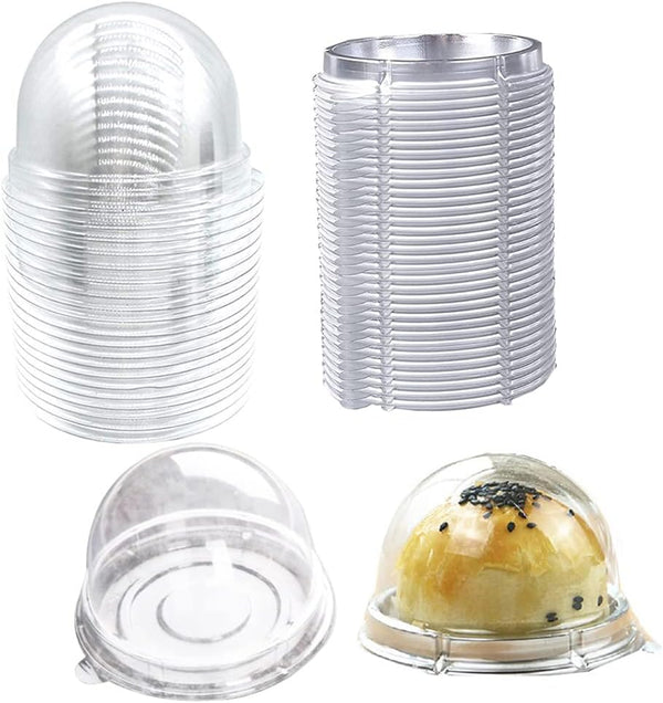 EchoDone 50 Set Clear Plastic Mini Cupcake Boxes - Muffin Pod Dome Single Container Box for Wedding Birthday Gifts