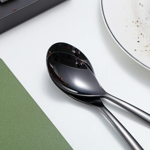 Black Tea Spoons, 6-Piece Stainless Steel Silverware Set, 6.6 Inches, Dishwasher Safe