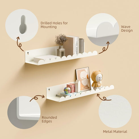 sothfubo Storage,17 Inch Set 4,Wall 17 inch) Nursery Book Shelves,Kids Bookshelf and Toy Metal Floating Shelves