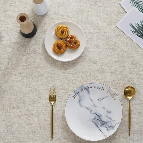 60 Inch, meioro Linen Round Tablecloth, Fabric Circle Table Cloth with Tassels, Washable Wrinkle Free Table Cover Boho