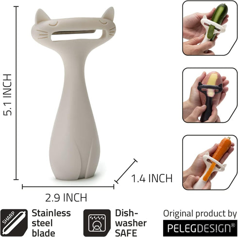 Peleg Design CatPeeler, Cute Vegetable Peeler for Potato, Carrot, Fruit, Kitchen Utensil Décor (White)