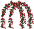 Lannu 2 Pack Artificial Rose Vine Flowers, Fake Garland Ivy Plants for Home Wedding Party Decorations (HOT Pink)