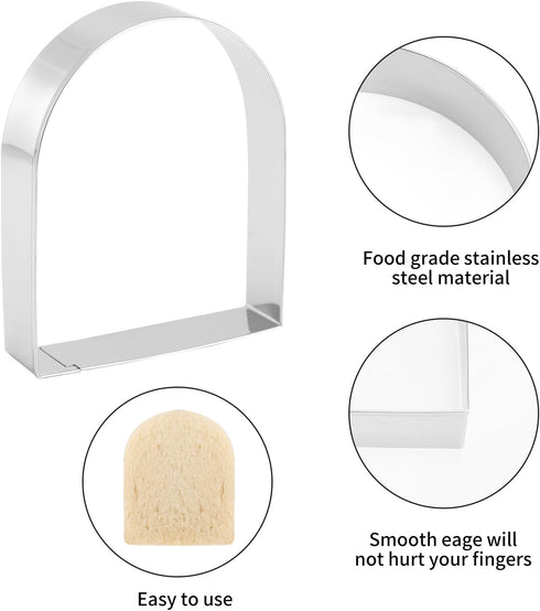 Set 4 2 5 inches, Arched Cookie Cutter ANCKNE piece geometric cookie cutter molds - Stainless steel from to Cake