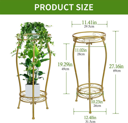 2 27'' LOYAL TIGER Plant Stand Indoor Outdoor Tier Tall Metal Potted Rack Flower Pot Stand Heavy Duty Rustproof Iron