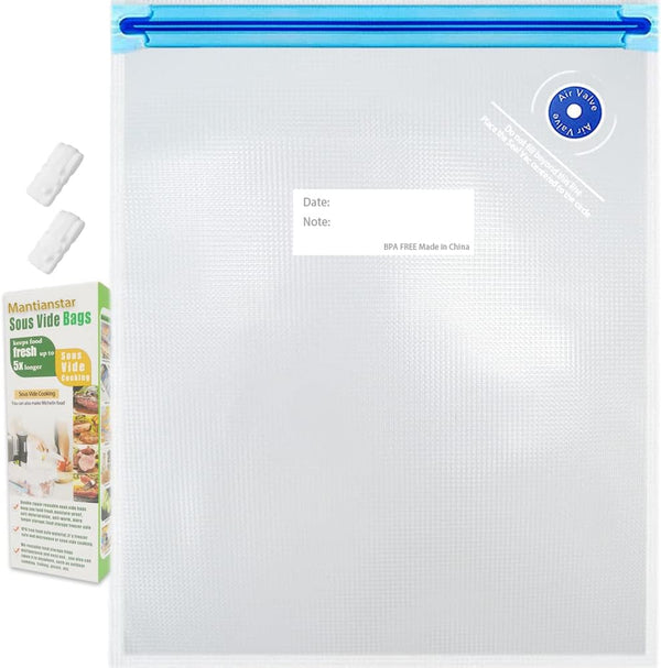 Sous Vide Bags 15 Pack - Large Size 10.2x13.4in Food Storage Bags, Reusable Vacuum Zipper for Cooking