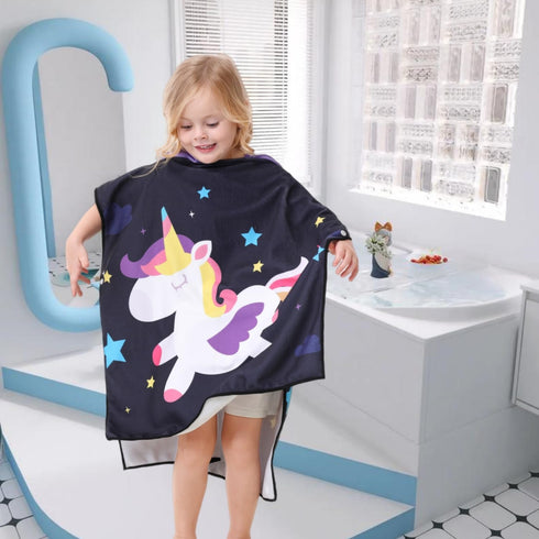 1 2 3 4 5 Unicorn Towel Poncho for Toddler s Kids Bath Beach Pool Girl Age Old Swim Cover-ups with Bag