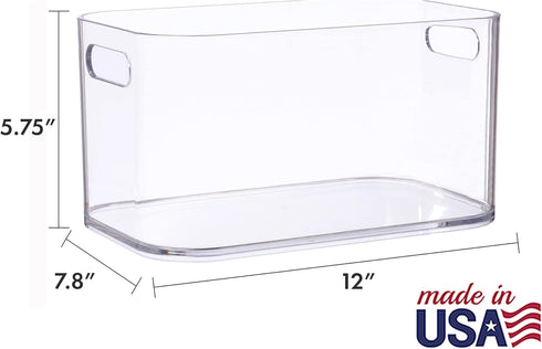 STORi Bliss Clear Plastic Storage Bin, 12” x 8” Pantry Organizers for Kitchen, Laundry, Office