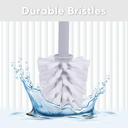 Set, (1 Pack) Superio Ribbed Collection - Decorative Plastic Toilet Bowl Brush and Holder White Smoke Cleaner Scrubber