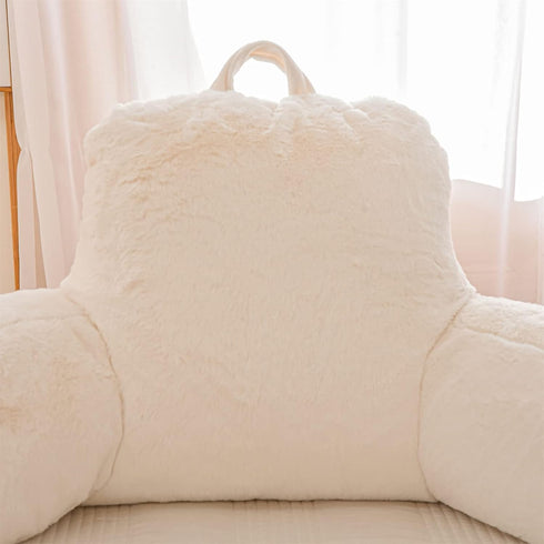 A Nice Night Faux Fur Reading Pillow Bed Wedge Large Adult Children Backrest with Arms Back Support for Sitting Up