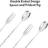 Bar Spoon Cocktail Mixing Spoon, 2 Pcs Long Handle 12.7 Inches Stainless Steel Drink Stirrers with Trident Tip