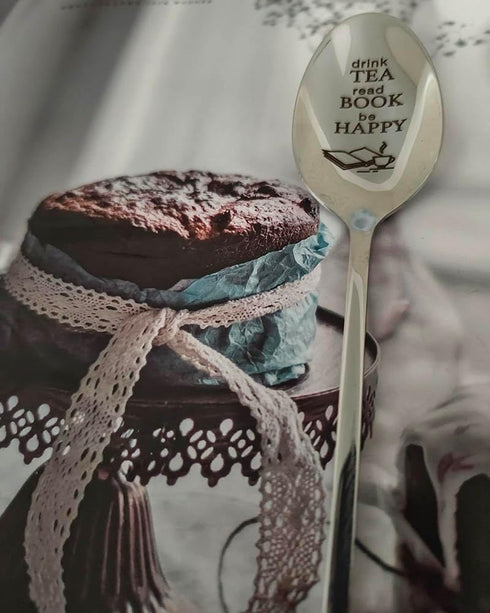 Tea Book Gifts Spoon for Women - Drink Tea Read Book Spoon for Daughter/Friends - Christmas/Birthday Gift