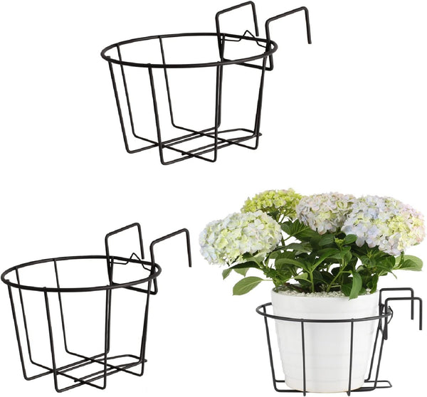 TreeLen 3Pack 10inch Railing Planter Outdoor Balcony Hanging Baskets for Plants Fence
