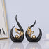 9.4" H Black Gold Abstract Sculptures Home Decor, Ceramic Art Statue Cool Stuff to Put on Shelves&tv Stand Decor, Gold