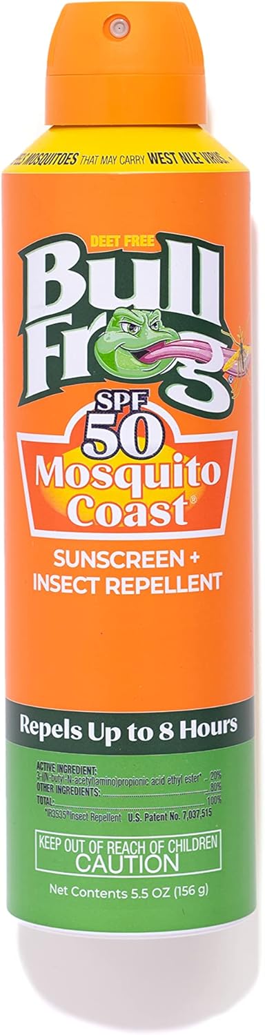 Bullfrog Mosquito Coast Bug Spray Insect Repellent + Sunscreen SPF 50, Continuous