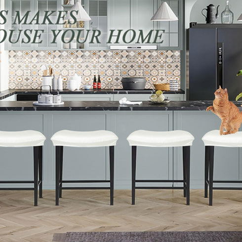 Set 4 Counter Bar Stool Cover Rectangle of Waterproof PU Height Bar stools Slipcovers Saddle Stool Slipcover Bench Seat