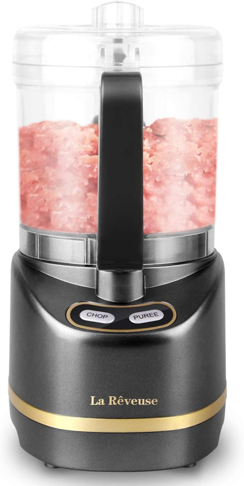 La Reveuse Electric Mini Food Processor with 200 Watts, 2-Cup Prep Bowl for Mincing, Chopping, Grinding, Blending