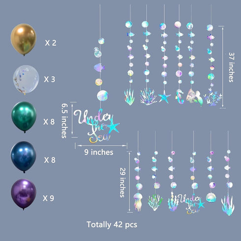 Cheerland Under the Sea Party Garlands, Iridescent Mermaid Birthday Decorations Balloon Garland for First Birthday