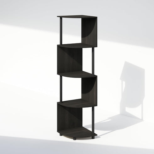 4-Tier 14.2 14.2 57.7, Furinno Basic Book Shelf, Bookshelf, Bookcase with Zigzag Corner Shelf, x x for Living Room