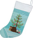 BB9240CS Eurasian Beaver Christmas Stocking by Caroline's Treasures, Teal Fireplace Hanging Stocking for Holiday Decor