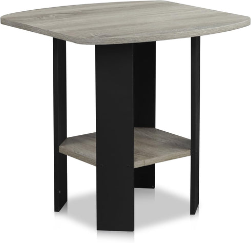 2-Tier Furinno SIMPLE DESIGN Side Table, Modern End Table with Soft Edges, Open Shelves Night Stand, Bedside Table