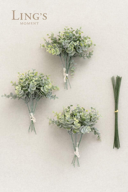 Ling's Moment 18Pcs Artificial Eucalyptus Leaves Branches, 15" Tall Fake Greenery Filler Decor for Wedding Bouquets