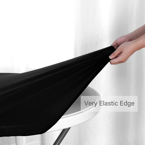 Obstal Fitted Round Table Cloth, Reversible Waterproof Elastic Stretch Tablecloth for Round Tables up to 56" Diameter,