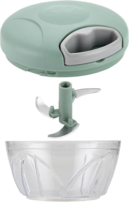 Hand Pull String Vegetable Chopper Food Processor - Garlic Mincer Onion Cutter for Ginger, Fruits, Nuts, Herbs (Green 500ml) by DOSMAMZ