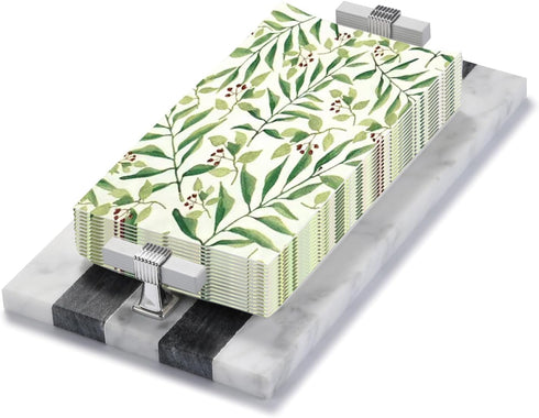 Guest Towel Holder Tray for Bathroom, Marble Guest Napkin Holder, Disposable Hand Towel Holder, White and Black