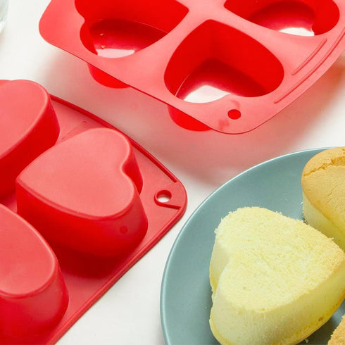 Webake Silicone Heart Mold, Heart Shaped Small Cake Pans for Baking, Jelly, Pudding, Jello, Soap, 2 Pack