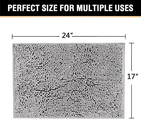 H.VERSAILTEX Chenille Bath Mat, Thick Soft Absorbent Microfiber Rug for Bathroom, 24x17, Grey
